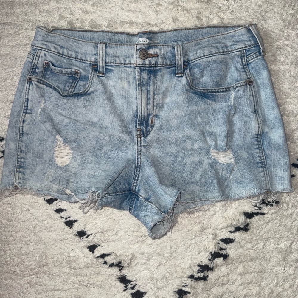 Mossimo Supply Co. Blue Jean Shorts with Distressed Details